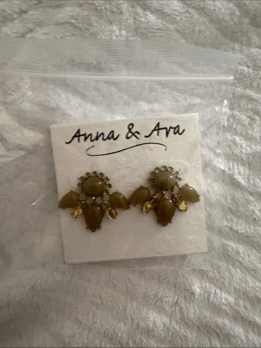 Anna & Ava Olive and Gold Teardrop Cluster Earrings
